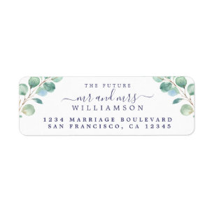 Future Mr Mrs Green Foliage Wedding Return Address