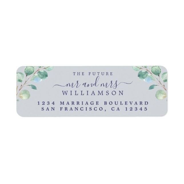 Future Mr Mrs Green Foliage Wedding Return Address (Front)