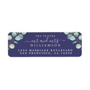 Future Mr Mrs Green Foliage Wedding Return Address