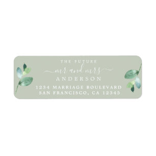 Future Mr Mrs Green Foliage Wedding Return Address