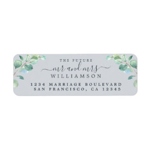 Future Mr Mrs Green Foliage Wedding Return Address