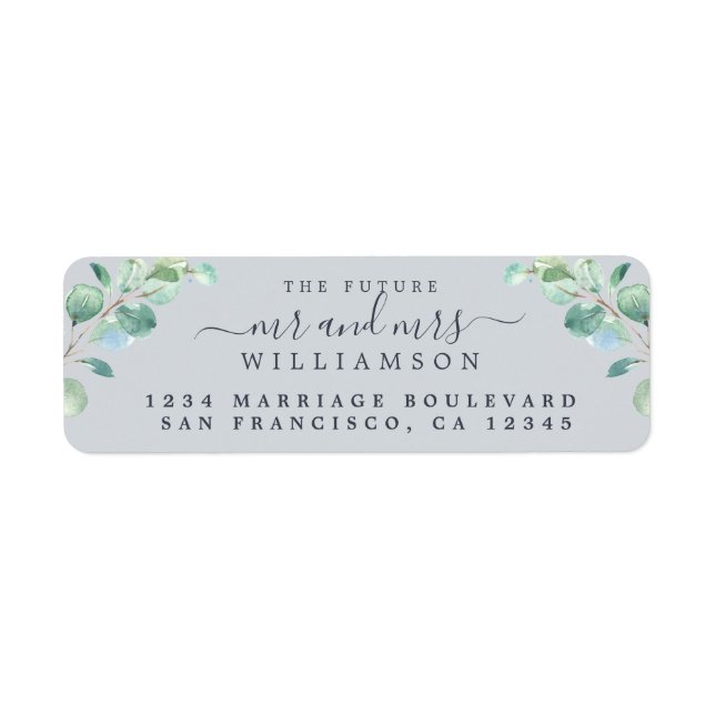 Future Mr Mrs Green Foliage Wedding Return Address (Front)