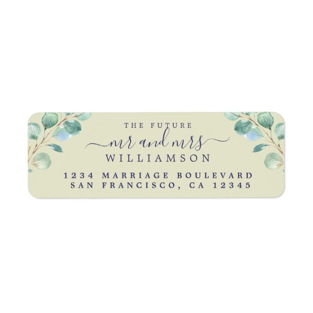 Future Mr Mrs Green Foliage Wedding Return Address (Front)