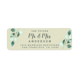 Future Mr Mrs Green Foliage Wedding Return Address