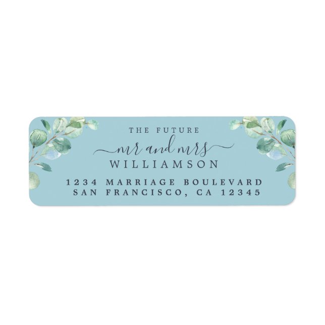 Future Mr Mrs Green Foliage Wedding Return Address (Front)