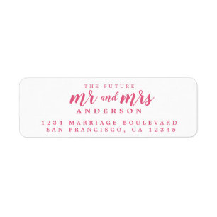 Future Mr Mrs Hot Pink Script Return Address