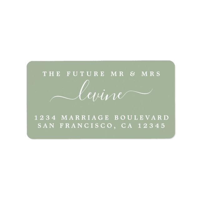 Future Mr Mrs Laurel Green Wedding Return Address  Label (Front)