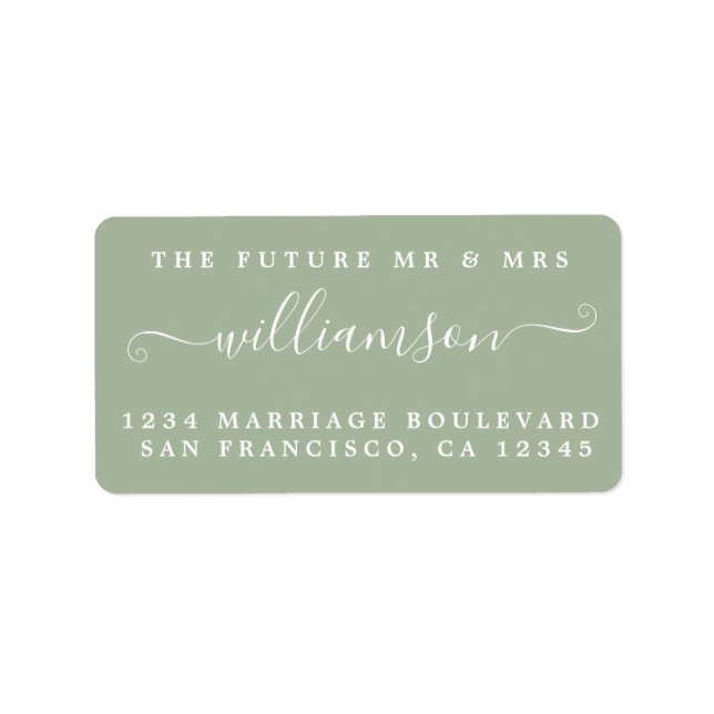 Future Mr Mrs Laurel Green Wedding Return Address Label (Front)