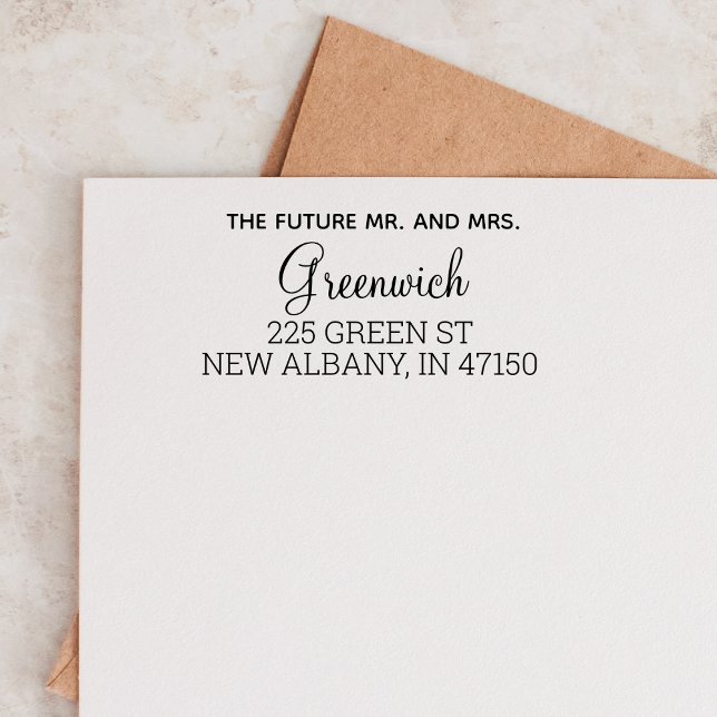 Future Mr Mrs Modern Wedding Return Address Custom Self-inking Stamp (Creator Uploaded)
