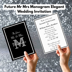 Future Mr Mrs Monogram Elegant Wedding Invitations