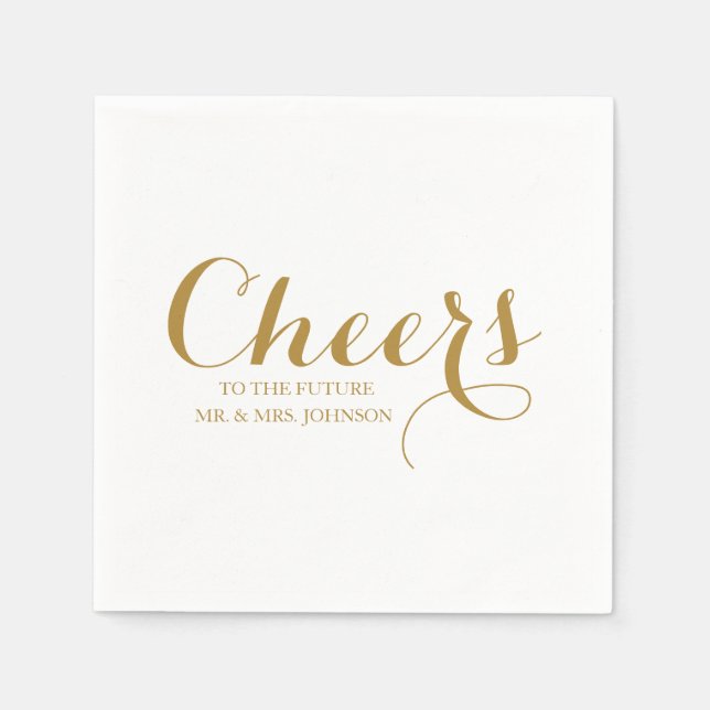 Future Mr & Mrs Name Minimalist Wedding White Napkin (Front)
