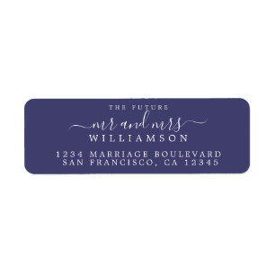 Future Mr Mrs Navy Blue Wedding Return Address