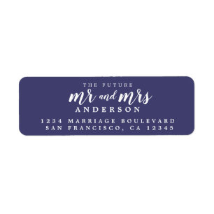 Future Mr Mrs Navy Blue Wedding Return Address