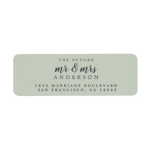 Future Mr Mrs Pastel Green Wedding Return Address