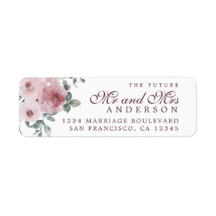 Future Mr Mrs Pink Burgundy Floral Return Addres