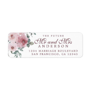 Future Mr Mrs Pink Burgundy Floral Return Addres