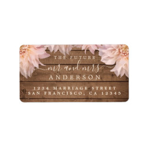 Future Mr Mrs Pink Floral Wood Wedding Address Lab Label