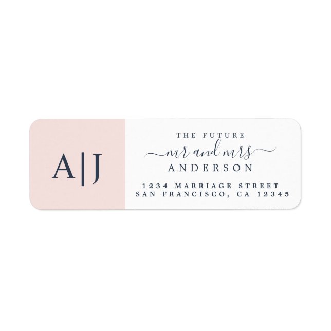 Future Mr Mrs Pink Monogram Wedding Return Address (Front)
