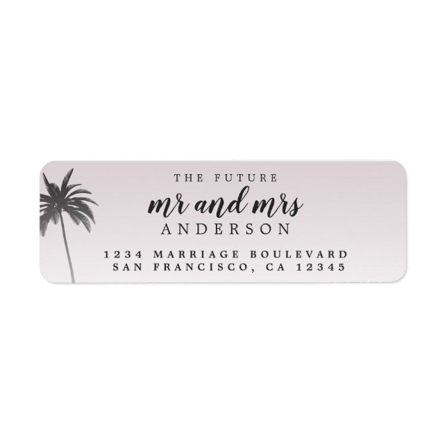 Future Mr Mrs Purple Beach Wedding Return Address (Front)