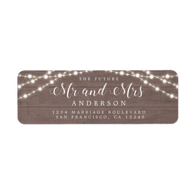 Future Mr Mrs Rustic Lights Wedding Return Address (Front)