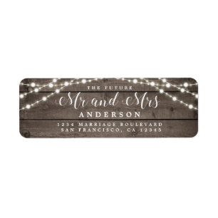 Future Mr Mrs Rustic Lights Wedding Return Address