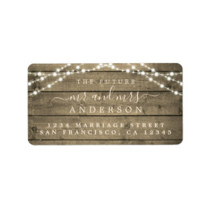 Future Mr Mrs Rustic Wood Lights Wedding Address Label