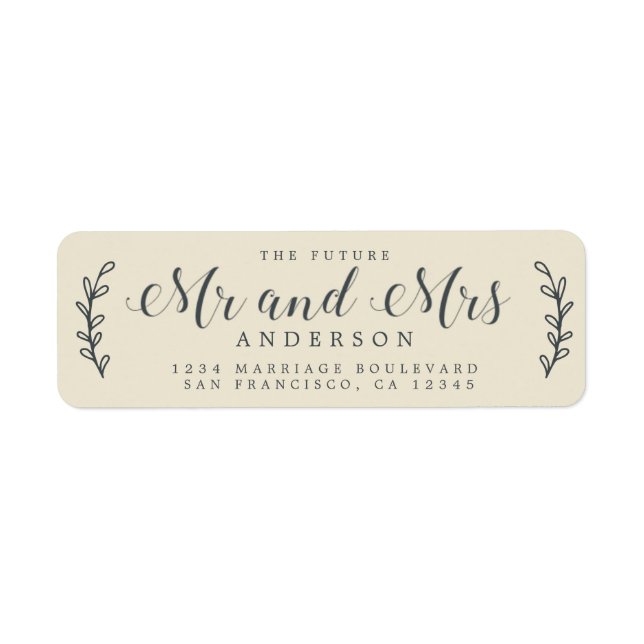 Future Mr Mrs Script Antique White Return Address (Front)