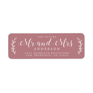 Future Mr Mrs Script Dusty Rose Return Address