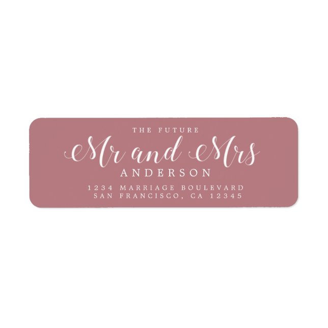  Future Mr Mrs Script Dusty Rose Return Address (Front)