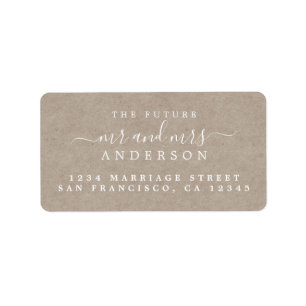 Future Mr Mrs Script Kraft Paper Wedding Address Label