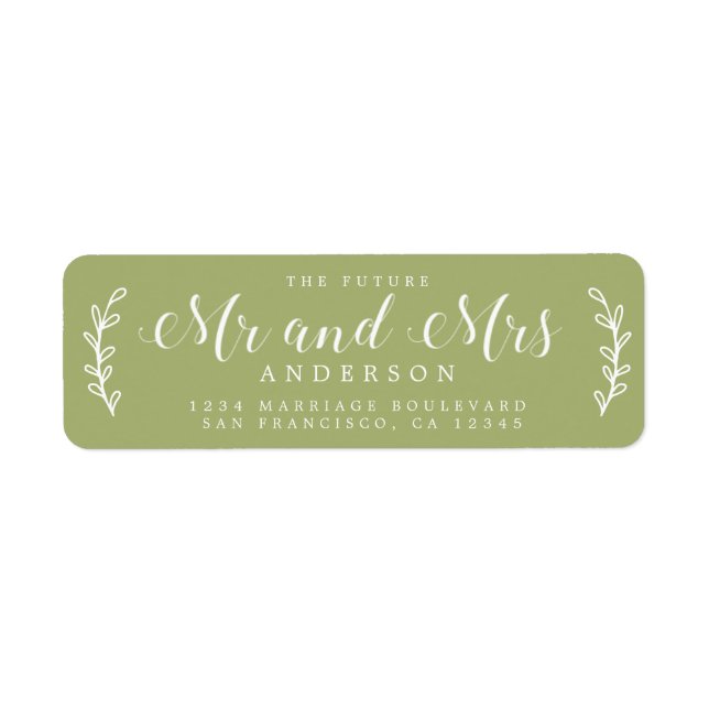 Future Mr Mrs Script Leaf Green Return Address (Front)