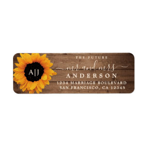 Future Mr Mrs Sunflower Monogram Return Address