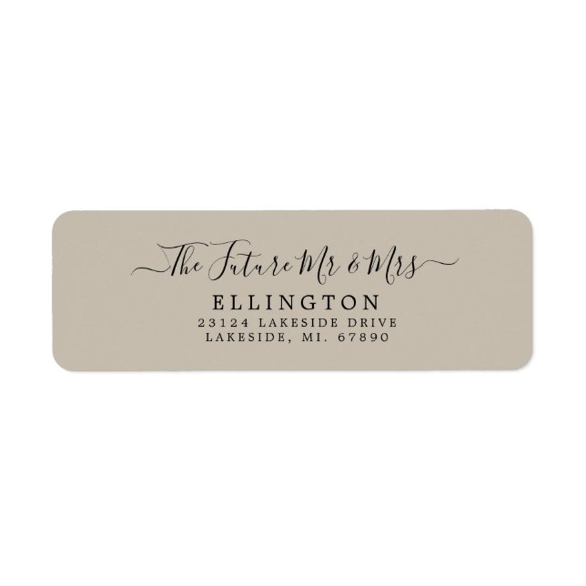 Future Mr & Mrs Taupe Wedding Return Address Label (Front)