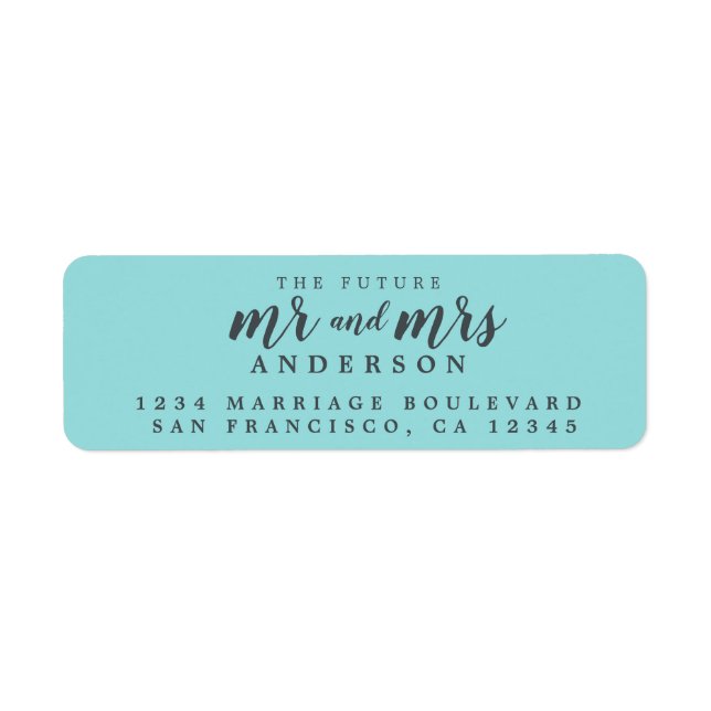 Future Mr Mrs Turquoise Wedding Return Address (Front)