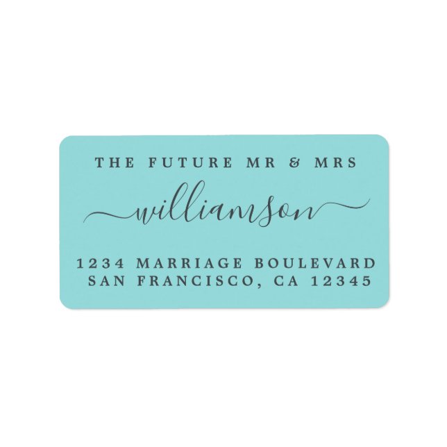 Future Mr Mrs Turquoise Wedding Return Address Label (Front)
