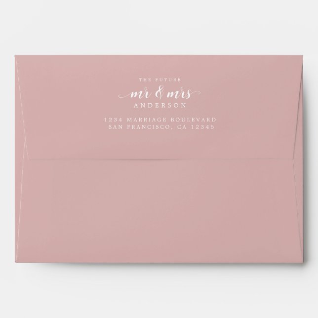 Future Mr Mrs Wedding Pink Return Address Envelope (Back (Top Flap))