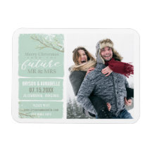 Future Mr & Mrs Winter Tree Snow Blue Watercolor |