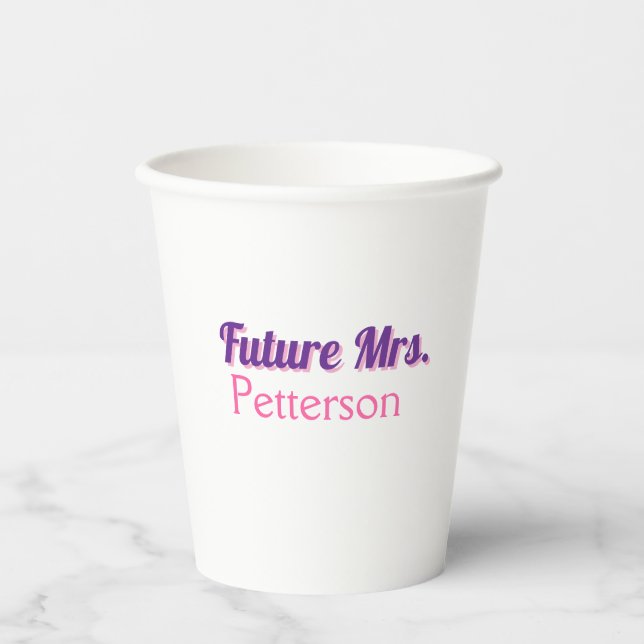Future Mrs add namebride wedding bachelorette part Paper Cups (Front)