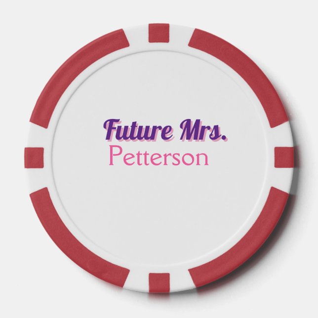 Future Mrs add namebride wedding bachelorette part Poker Chips (Front)