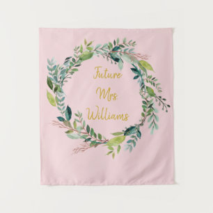 Future Mrs Backdrop Bridal Shower Blush Pink Photo Tapestry