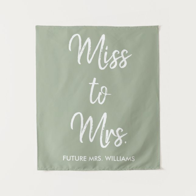 Future Mrs Backdrop Sage Bridal Shower Photo Booth Tapestry (Front)