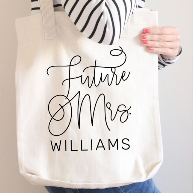 Future Mrs. Black Modern Script Custom Wedding Tote Bag (Creator Uploaded)