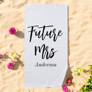 Future Mrs Black White Bachelorette Beach Towel
