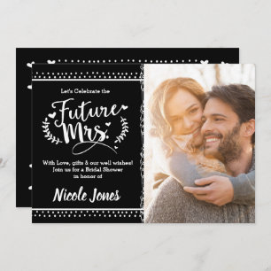 FUTURE MRS. Black & White Bridal Shower Photo Invitation