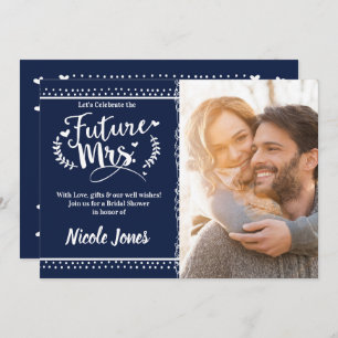FUTURE MRS. Blue & White Bridal Shower Photo Invitation