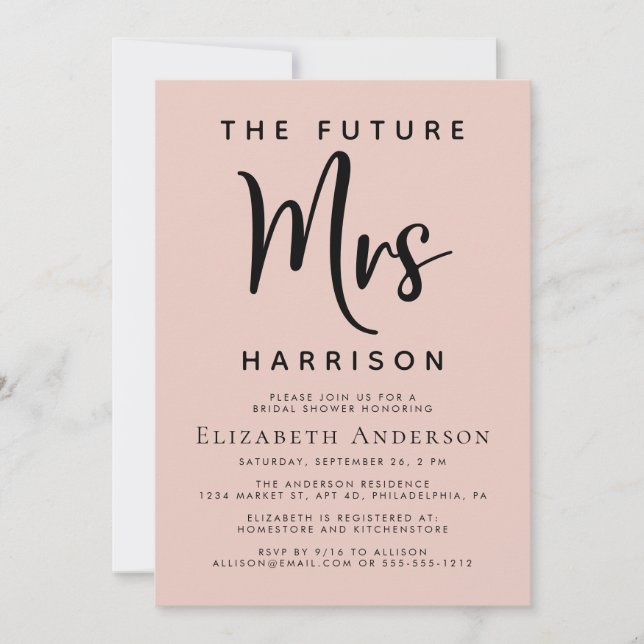 Future Mrs Blush Pink Bridal Shower Invitation (Front)