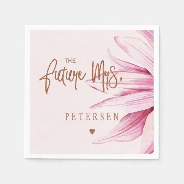 Future mrs blush pink watercolor bridal shower napkin (Front)