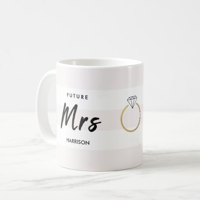 Future Mrs Blush Pink White Gold Diamond Script Coffee Mug (Front Left)