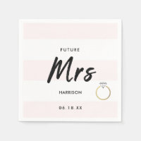 Future Mrs Blush Pink White Stripes Gold Diamond