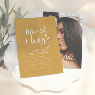 Future Mrs   Boho Mustard Bridal & Brunch Bubbly Invitation